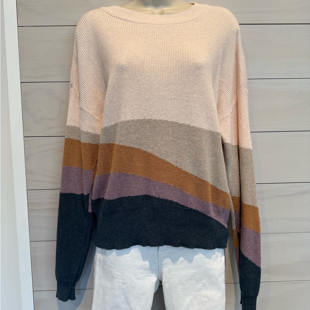 Prana Organic Cotton Color Block Angled Sweater XS